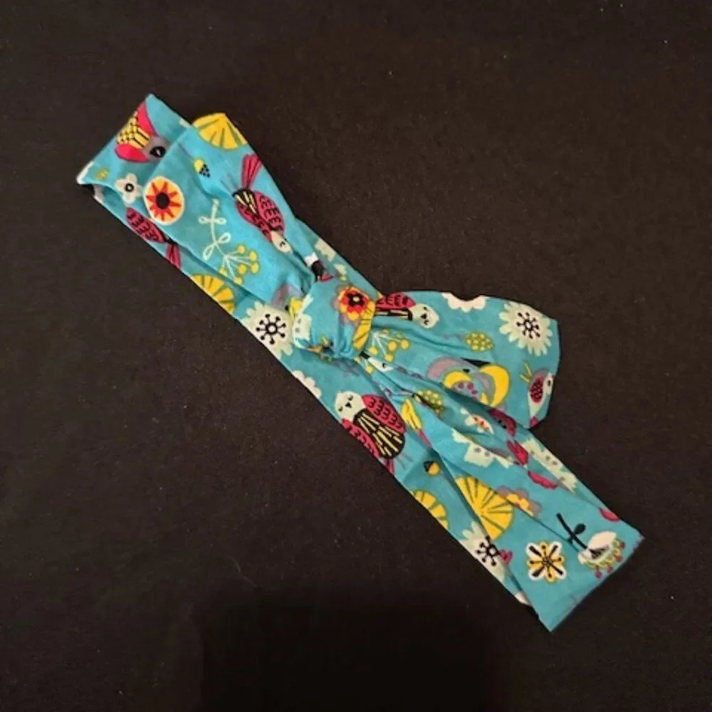Aqua Spring Flowers Knot Headband  HB1038  Handmade NWT Boutique
